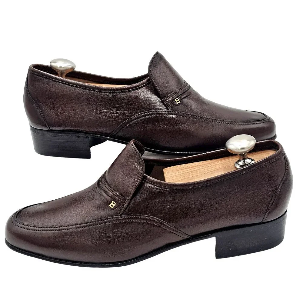 NEW Vintage Bally Men's size 6.5E Brown Calfskin Leather Dress Shoes Bit Loafers - Picture 7 of 15